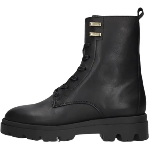 Schwarze Schnürstiefel mit Chunky Sohle , Damen, Größe: 33 EU - Hip - Modalova