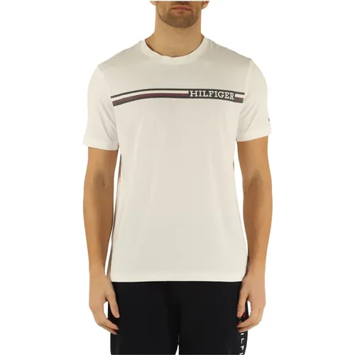 Regular Fit Baumwoll T-Shirt mit Frontlogo-Druck , Herren, Größe: 2XL - Tommy Hilfiger - Modalova