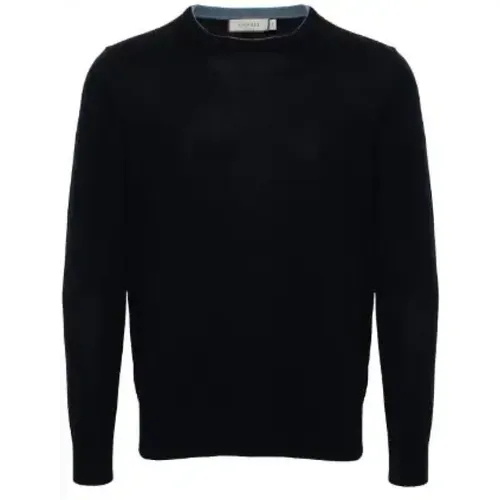 Marine Merinowolle Langarm Pullover , Herren, Größe: L - Canali - Modalova