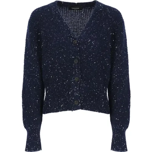 Sequin V-Neck Cardigan Sweater , female, Sizes: XS, S - Fabiana Filippi - Modalova