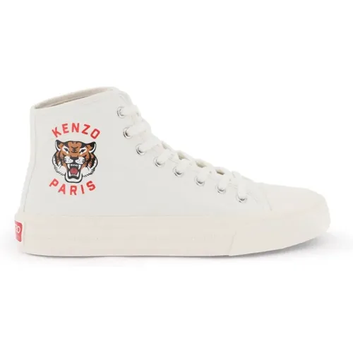 Canvas High-Top Sneakers with Lucky Tiger Print , female, Sizes: 8 UK - Kenzo - Modalova