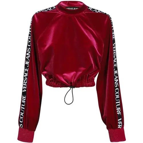 Logo Gestreiftes Cropped Sweatshirt - Versace Jeans Couture - Modalova