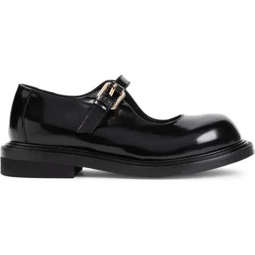 Schwarze Loafer Schuhe Eleganter Stil , Damen, Größe: 38 EU - Moschino - Modalova