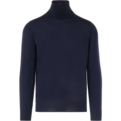 Hochgeschlossener Blauer Wollpullover , Herren, Größe: XL - Paolo Pecora - Modalova