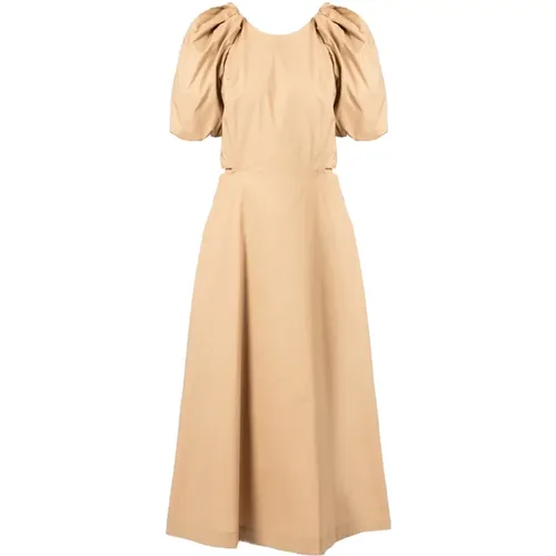 Elegantes Midi-Kleid mit Puffärmeln , Damen, Größe: M - pinko - Modalova