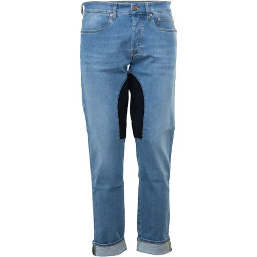 Slim-fit Alcantara Patched Denim Jeans , Herren, Größe: W31 - Siviglia - Modalova