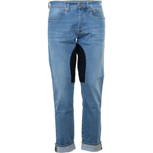 Slim-fit Alcantara Patched Denim Jeans , male, Sizes: W32, W34, W38, W33, W36, W31, W30 - Siviglia - Modalova