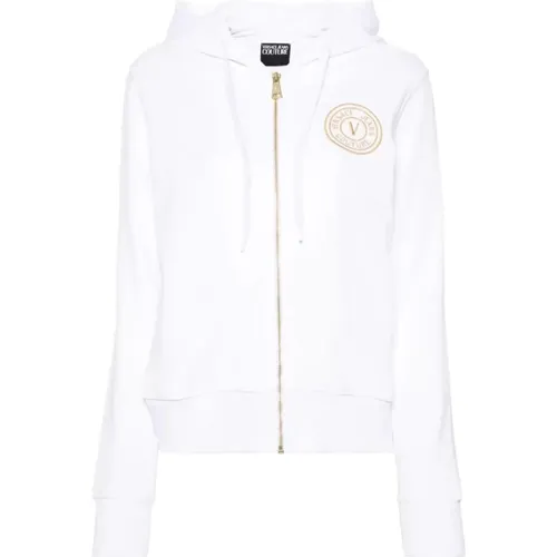 Weiß/Gold Bestickte Sweatshirts - Versace Jeans Couture - Modalova