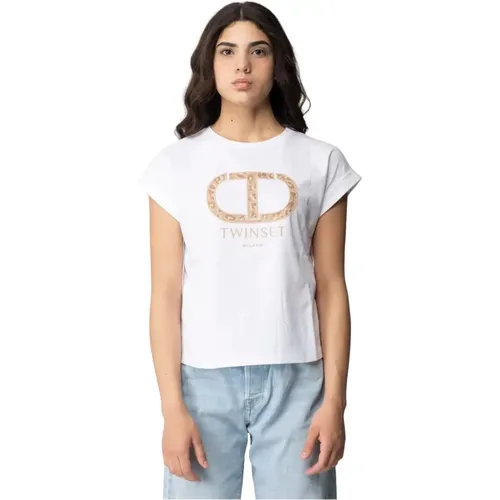 Weiße T-Shirts und Polos , Damen, Größe: 2XS - Twinset - Modalova