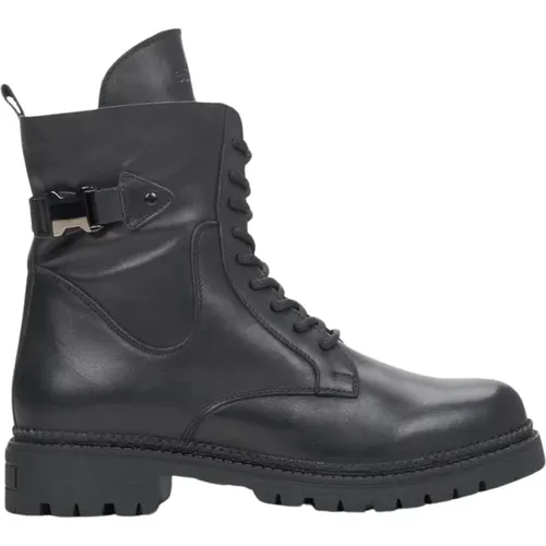 Damen Schwarze Leder Stiefeletten mit einer Schnalle Er00111898 - Estro - Modalova