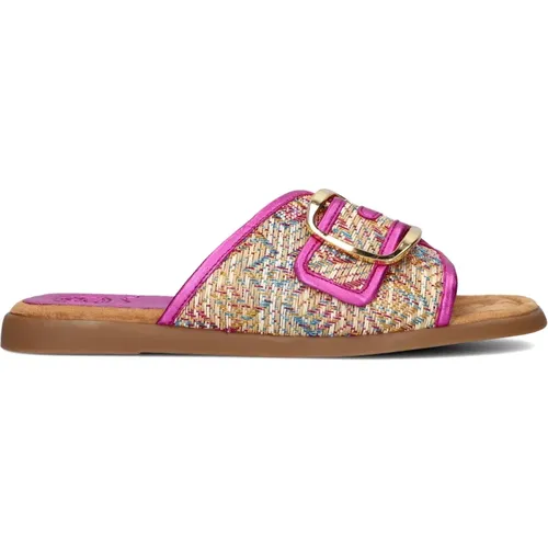 Rosa Metallic Raffia Hausschuhe , Damen, Größe: 38 EU - Unisa - Modalova