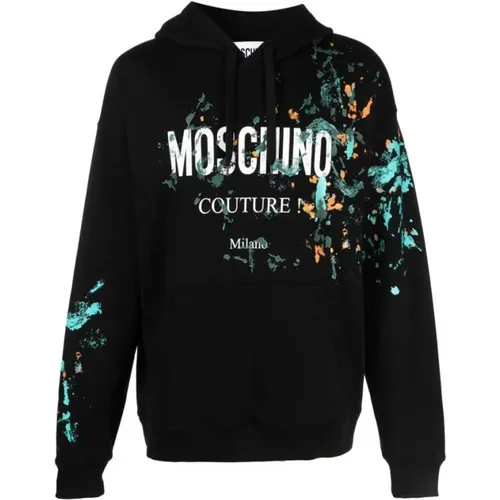 Organische Baumwoll-Sweatshirt mit Malerischem Druck , Herren, Größe: XL - Moschino - Modalova