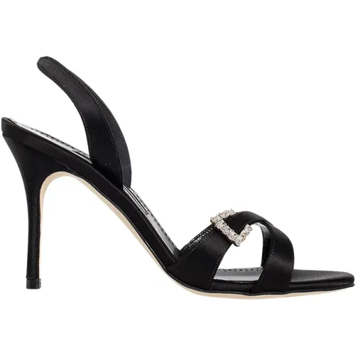 Kristall Schnalle Slingback Stiletto Absätze , Damen, Größe: 37 1/2 EU - Manolo Blahnik - Modalova