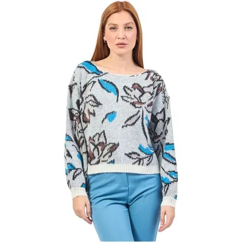 Blumiger Jacquard Pullover , Damen, Größe: XS - Gaudi - Modalova