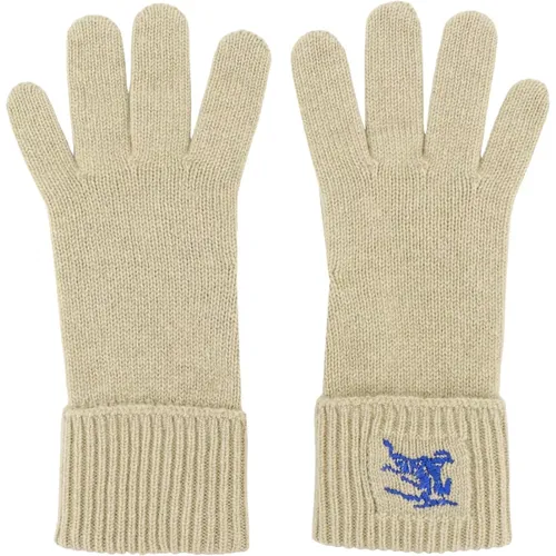 Cashmere Gloves with EKD Embroidery , male, Sizes: S, L - Burberry - Modalova