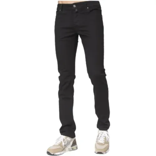 Schwarze Jeans, Modell Nick, Slim Fit, Knopfverschluss , Herren, Größe: W40 - Jacob Cohën - Modalova