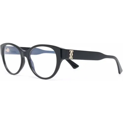 Klassische Schwarze Optische Brille , Damen, Größe: 53 MM - Cartier - Modalova
