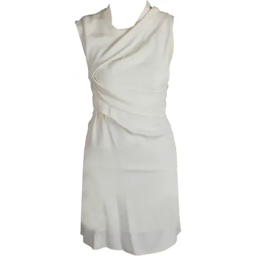 Weiße Seidenkleid mit seitlichem Reißverschluss - Balenciaga - Modalova