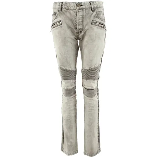 Slim Jeans für Herren, Grau , Herren, Größe: W31 - Balmain - Modalova