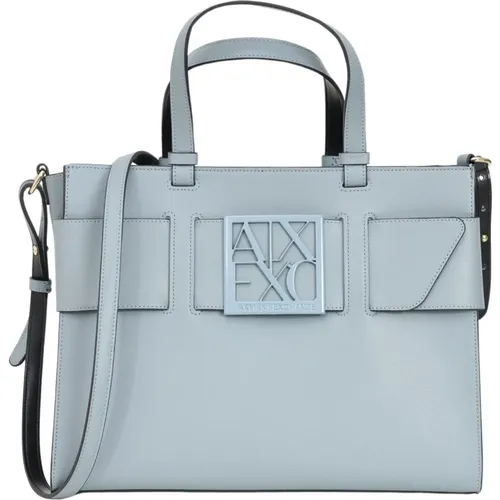 Blau Shopper Tasche mit individuellem Logo - Armani Exchange - Modalova