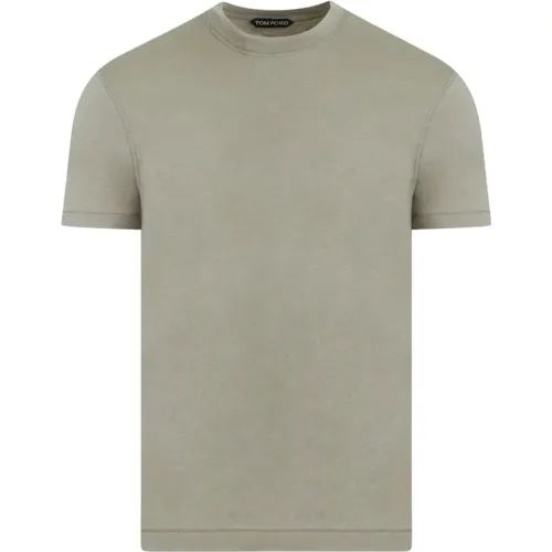 Neutral Viscose Cotton T-Shirt , male, Sizes: L - Tom Ford - Modalova