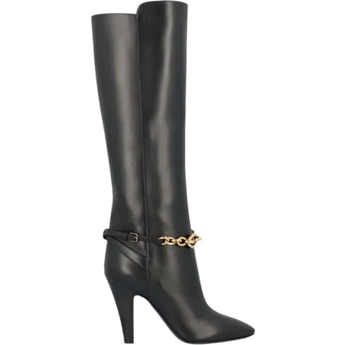 Le Maillon Boots, 9.5 cm Heel, 100% Calfskin , female, Sizes: 5 1/2 UK, 5 UK - Saint Laurent - Modalova