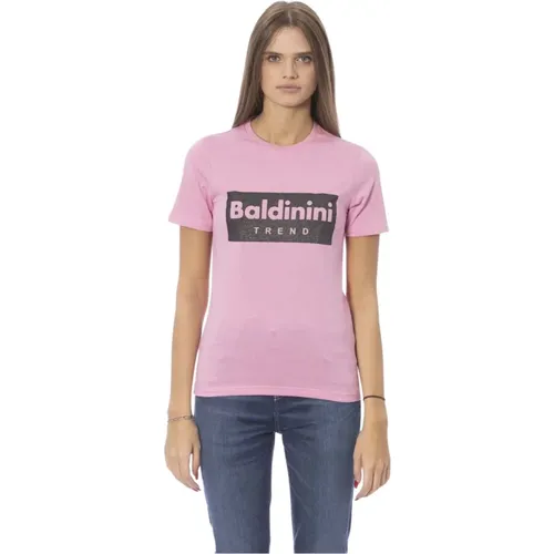 Trendy T-Shirt with Front Print , female, Sizes: L, S, XL, XS, M - Baldinini - Modalova