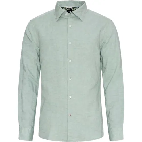 Casual Linen and Cotton Shirt Sage , male, Sizes: 2XL, 5XL, L, 6XL, 3XL, 4XL, M, XL - Hugo Boss - Modalova