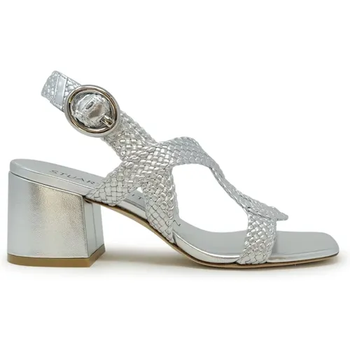 Silberne Ledersandalen Wvette Ss24 , Damen, Größe: 35 1/2 EU - Stuart Weitzman - Modalova