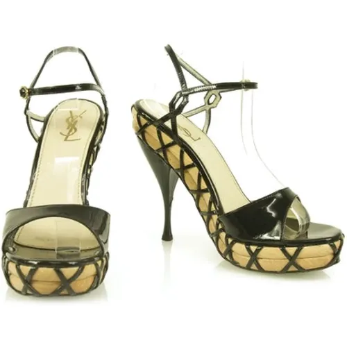 Pre-owned patent leather pumps platform wooden Heels , female, Sizes: 4 1/2 UK - Yves Saint Laurent Vintage - Modalova
