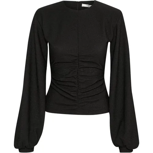Elegant Draped Blouse with Puff Sleeves , female, Sizes: M, L, XS, S - Gestuz - Modalova