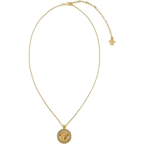 Gold Metall Halskette mit Strass - Versace - Modalova