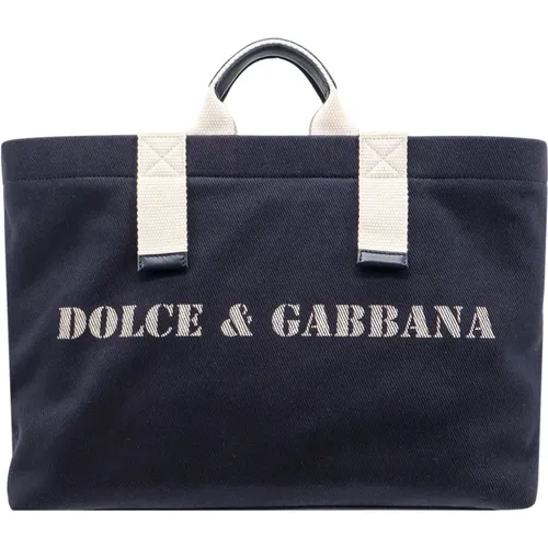Blaue Canvas-Schultertasche - Dolce & Gabbana - Modalova