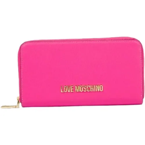 Fuchsia Wallet with Zipper Closure , female, Sizes: ONE SIZE - Love Moschino - Modalova