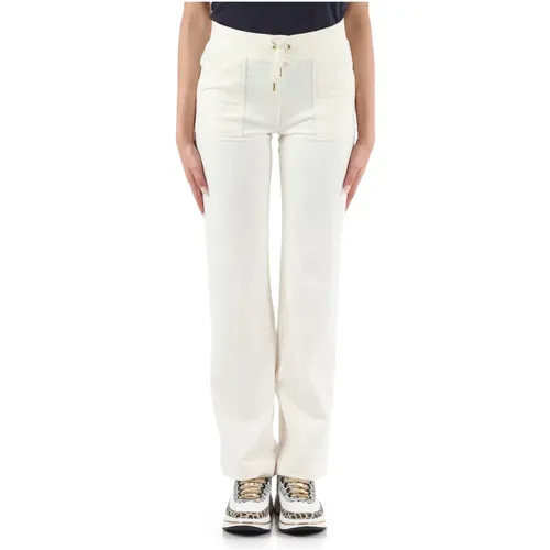 Velvet Sporty Pants with Front Logo Embroidery , female, Sizes: S, L - Juicy Couture - Modalova