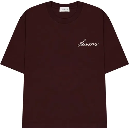 Bequemes Boxy T-Shirt mit gesticktem Logo - Laneus - Modalova