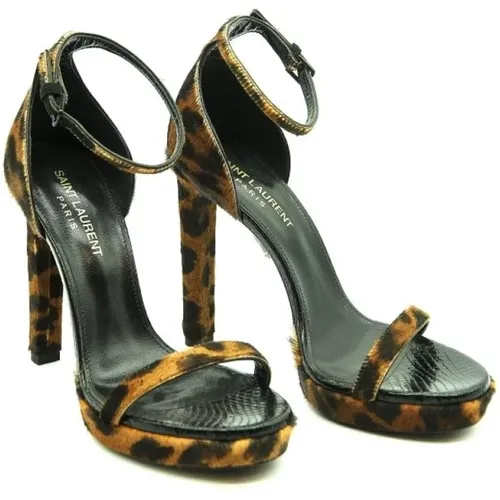 Animal Print High Heel Sandals , female, Sizes: 3 UK, 5 UK - Saint Laurent - Modalova