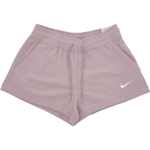 Gerippte Jersey-Shorts in Taupe/Weiß - Nike - Modalova