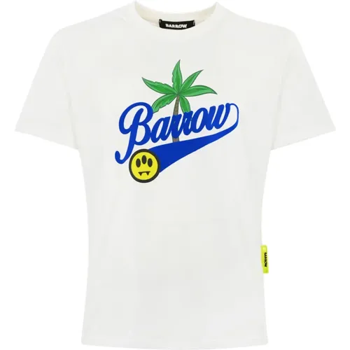 Herz Logo Oversized Weißes T-Shirt , Herren, Größe: S - Barrow - Modalova