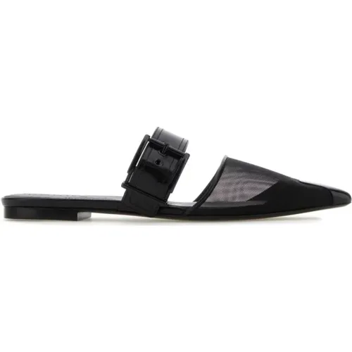 Schwarze Mesh- und Leder-Punk-Mules , Damen, Größe: 36 EU - alexander mcqueen - Modalova