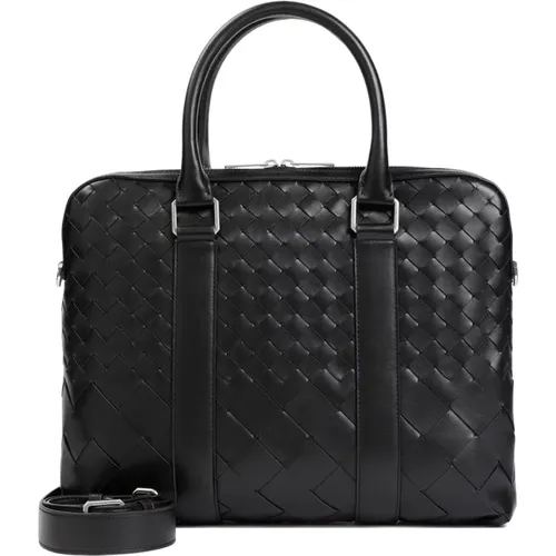 Leather Handbag Double-Zip Closure , male, Sizes: ONE SIZE - Bottega Veneta - Modalova