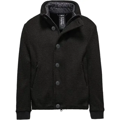 Buttoned Boiled Wool Short Coat , male, Sizes: L, 2XL, S, M, XL - BomBoogie - Modalova