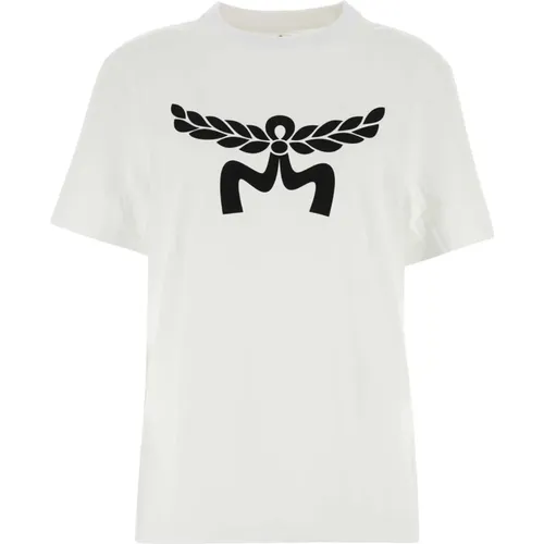 Weißes Baumwoll-T-Shirt , Damen, Größe: M - MCM - Modalova