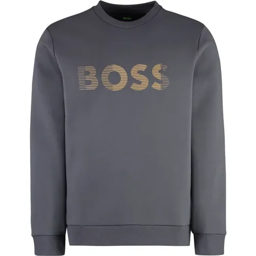 Gerippter Crew-Neck Sweatshirt , Herren, Größe: L - Hugo Boss - Modalova