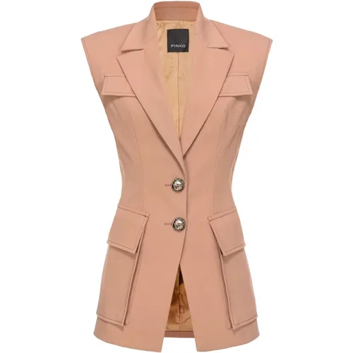 Twill Weave Sleeveless Vest , female, Sizes: S, XS - pinko - Modalova