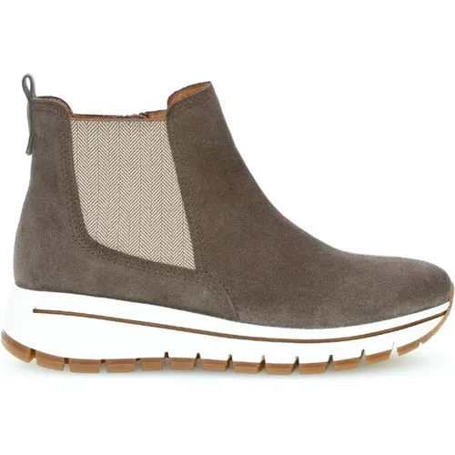 Taupe Wildleder Sneaker Boot Chelsea Stil , Damen, Größe: 37 1/2 EU - Gabor - Modalova