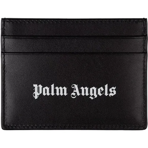 Leather Card Holder with Logo , male, Sizes: ONE SIZE - Palm Angels - Modalova