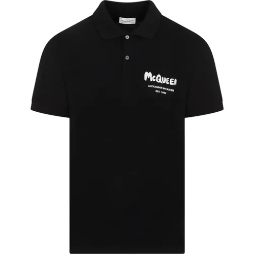 Schwarzes Baumwoll-Poloshirt , Herren, Größe: 2XL - alexander mcqueen - Modalova