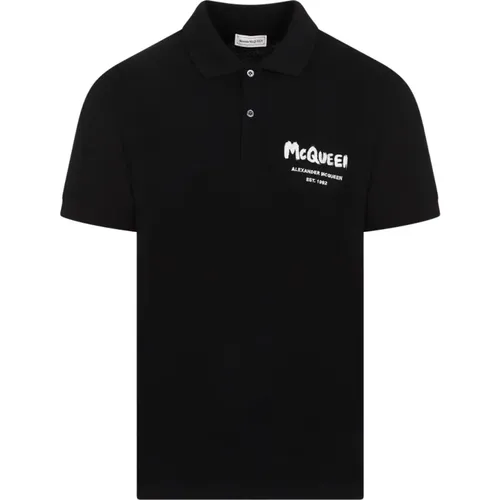 Schwarzes Baumwoll-Poloshirt , Herren, Größe: S - alexander mcqueen - Modalova