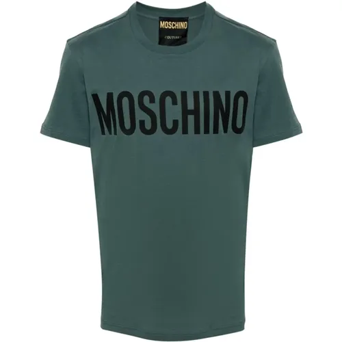 Grüne Logo Print T-shirts und Polos , Herren, Größe: L - Moschino - Modalova